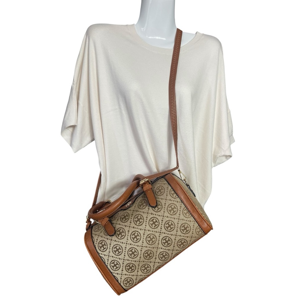 Brown Patterned Satchel Bag